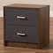 Baxton Studio Hansel Modern 2-Drawer Dark Brown and Dark Grey Finished Nightstand 147-8259 - alternate 4